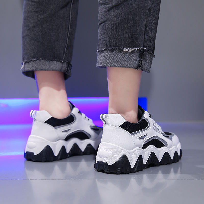 Women Chunky Sneakers Vulcanize Shoes Korean Fashion New Female Black White Platform Thick Sole Running Casual Shoe Woman 5cm