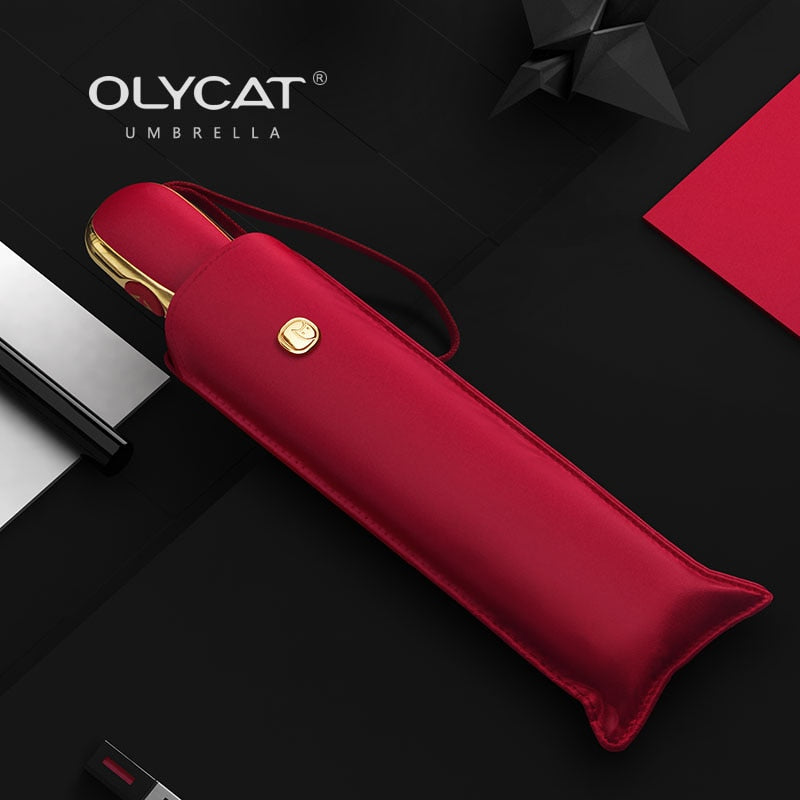 Olycat 3 Folding Automatic Black Coating Sunscreen UV Sunny And Rainy Umbrella Ultra Light Portable Umbrella Female