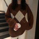 Women Knitted Sweater Vintage Green Striped Print Sweater Oversized Pullovers Winter Streetwear Long Sweaters Tie Dye Outerwear