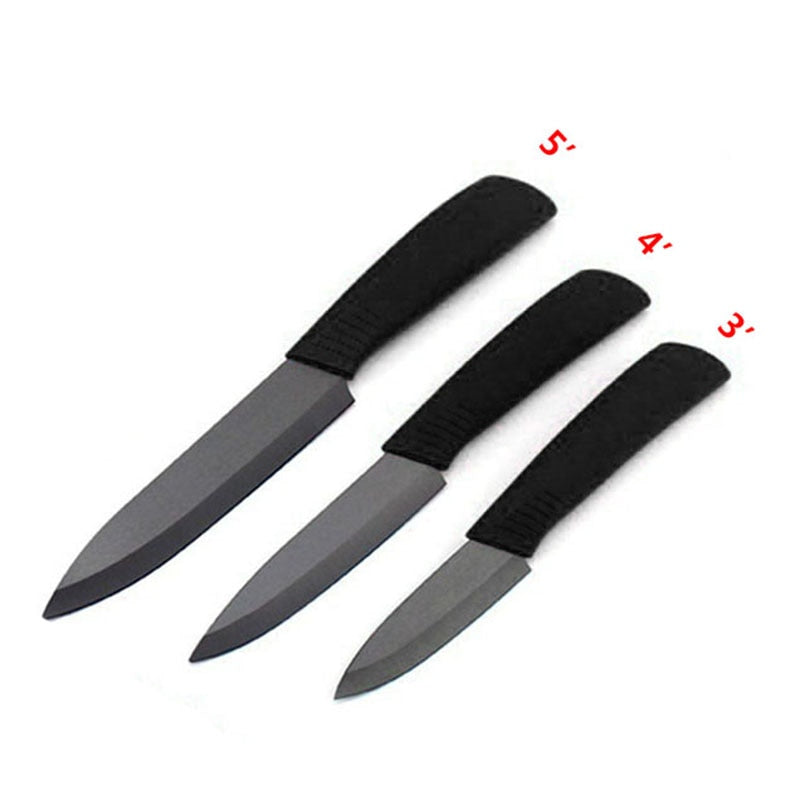 3 pcs Kitchen Ceramic Knives 3 4 5 inch sharp Black Blade Knives Set Peeler Zirconia Fruit Chef Knife Cooking Tool