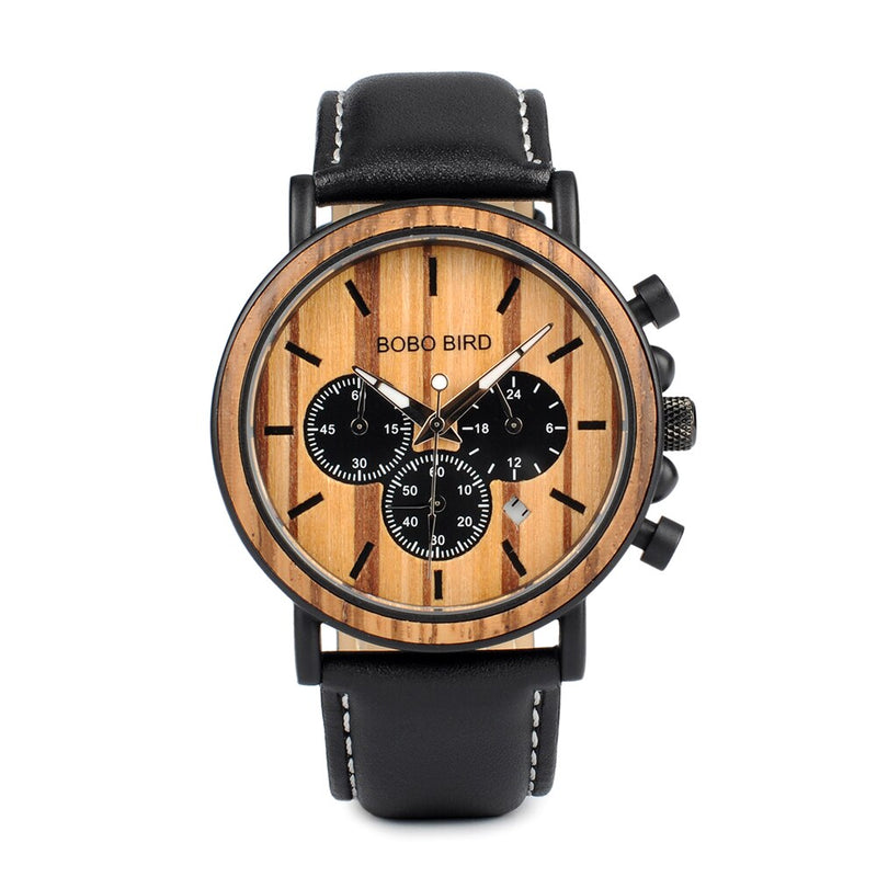 BOBO BIRD Luxury Stainless Steel Wood Watch Men Stylish Timepieces Chronograph Waterproof Watches Valentine&