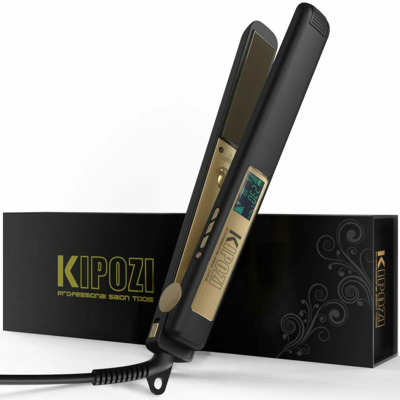 KIPOZI Haarglätter Professionelles Haarwerkzeug LCD Display 2 In 1 Haareisen Dual Voltage Adjustbale Temperatur Lockenwickler