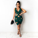 2021 Dress for Women Sexy Weave Deep V Neck Backless Hollow Out Bodycon Mini Women Dress Elegant Night Club Party Dresses Robe