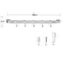 Seacreating 46CM Home Storage Kitchen Rail with 5 Hooks Wall Mounted Wrought Stainless Steel Hanging Utensil Holder Rack