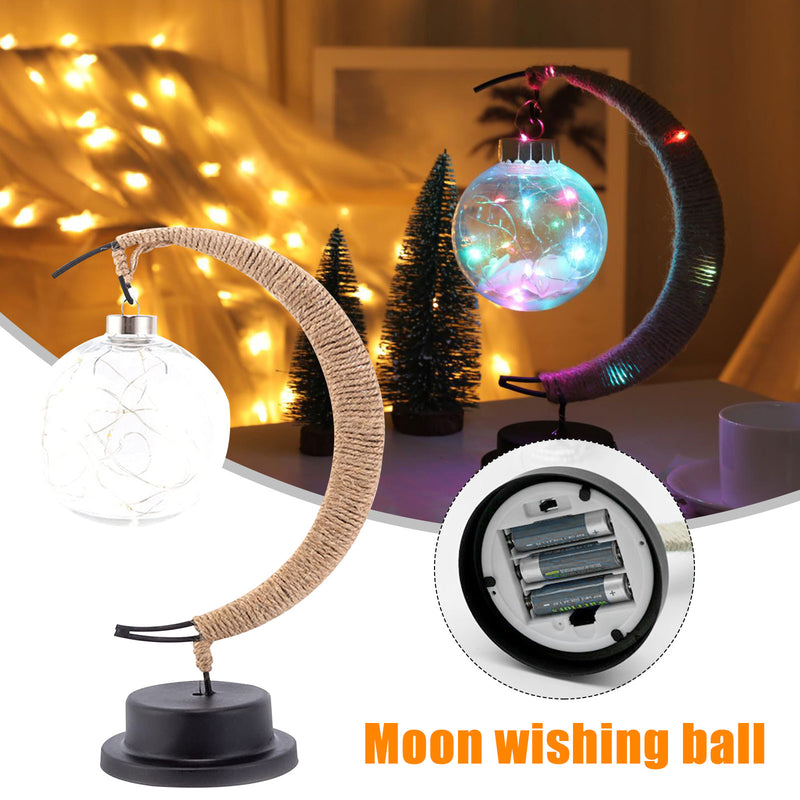 LED Lantern Night Light Room Christmas Decoration Enchanted Lunar Lamp Home Ornament Handmade Hemp Rope Iron Art Ball Light