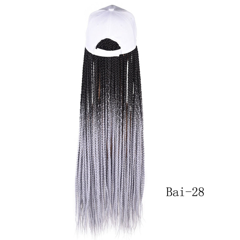 Box Braids Baseball Cap Wig 24inch Long Synthetic Braid Wigs Hat with Braiding Hair Extensions For Black Women Adjustable Size