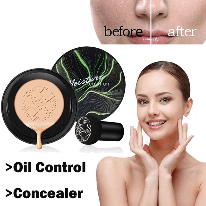 Mushroom Head Air Cushion Permeable Moisturizingl CC Cream Concealer Oil-control Foundation Brighten Face Tone Makeup Cosmetics