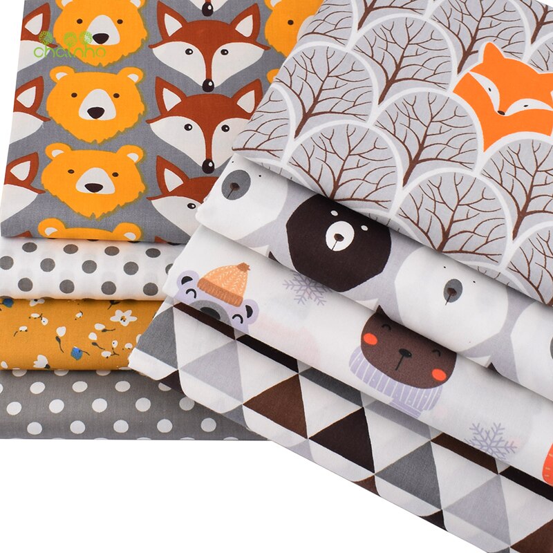 Chainho,8pcs/Lot,Jungle Animals Series,Printed Twill Cotton Fabric,Patchwork Cloth,DIY Sewing Quilting Material For Baby&amp;Child