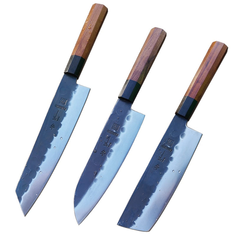 Cuchillos de cocina japoneses FANGZUO, cuchillo de acero inoxidable de alto carbono forjado, cuchillo de cocina afilado Santoku, herramienta para cortar cuchillos de utilidad