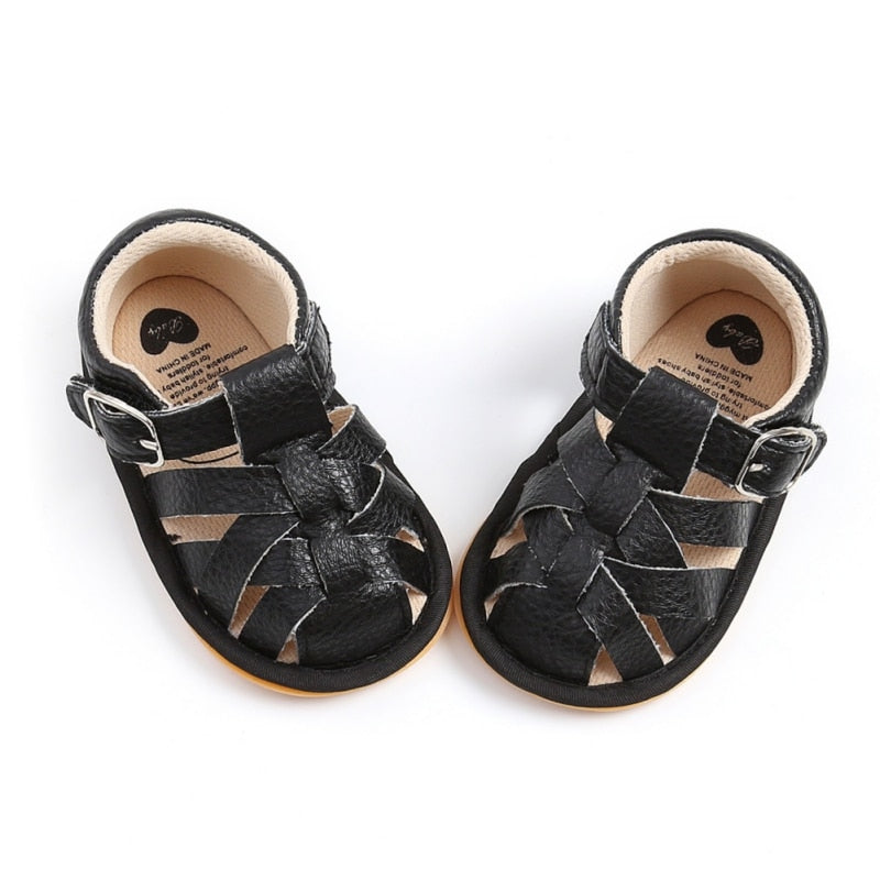 Summer Newborn Shoes Baby Boys Sandals Soft Leather Bebe Boys Prewalker Soft Sole Genuine Leather Beach Sandals 4 Colors