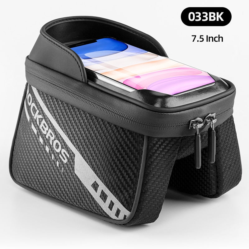 ROCKBROS Fahrrad Oberrohrtasche Regendicht MTB Fahrradrahmen Vorderkopf Handy Touchscreen Tasche Pannier Bike Zubehör