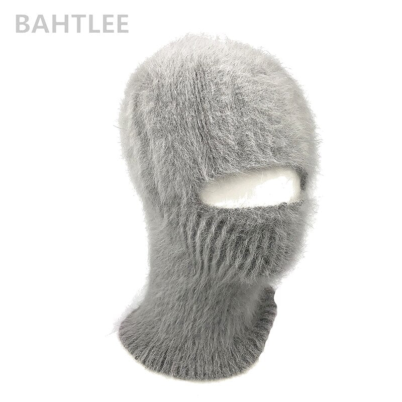 BAHTLEE Winter Ski Mask Balaclava Angora Rabbit Knitted Hat Scarf Neck Warmer For Men Or Women Fleece Cap