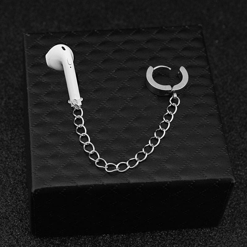 Stainless Steel Earrings Anti-Lost Ear Clip Wireless Bluetooth Earphone Holders Accessories Women Men Earrings for Airpods