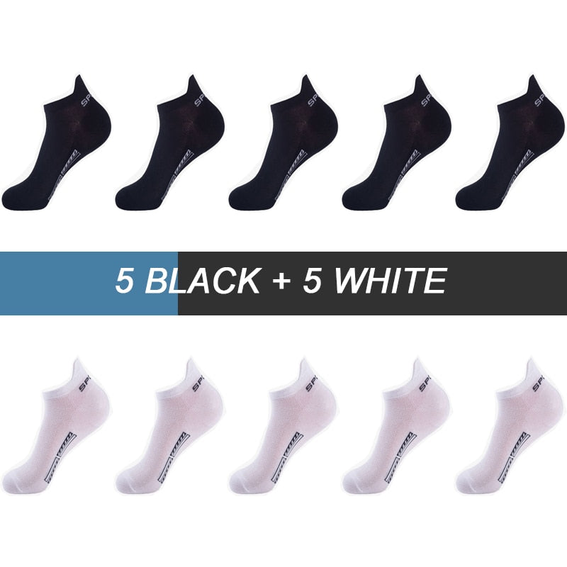 10Pairs High Quality Men Ankle Socks Breathable Cotton Sports Socks Mesh Casual Athletic Summer Thin Cut Short Sokken Size 38-48