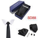 Gift Box 38 styles Tie Set Hanky Cufflinks With Gift Box Jacquard Woven Neckties Set For Men Wedding Party Lots of  accessories