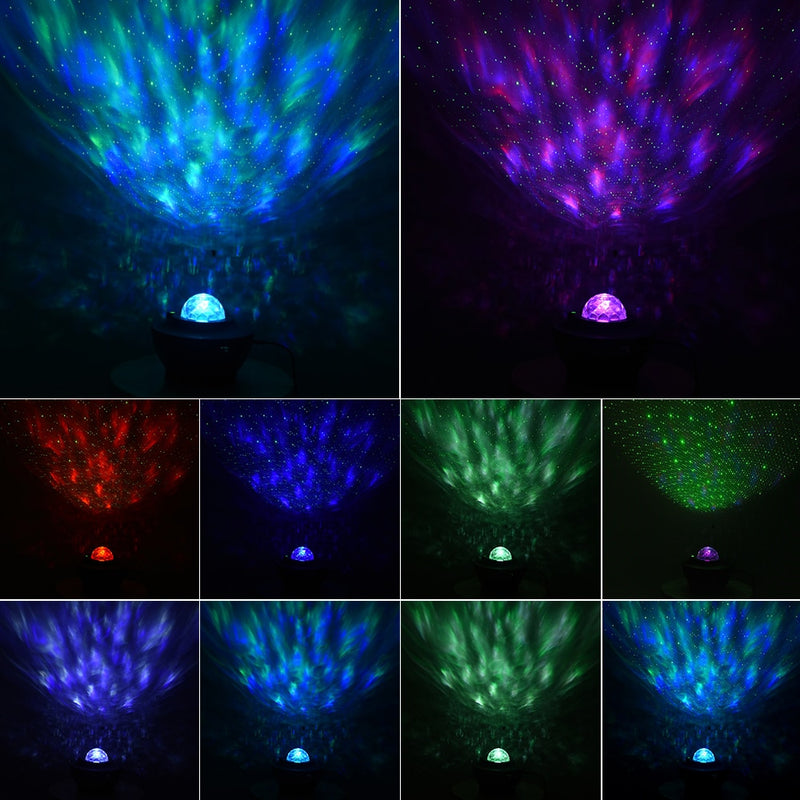 USB LED Star Night Light Music Starry Water Wave LED Proyector Luz Bluetooth compatible Proyector activado por sonido Decoración de luz