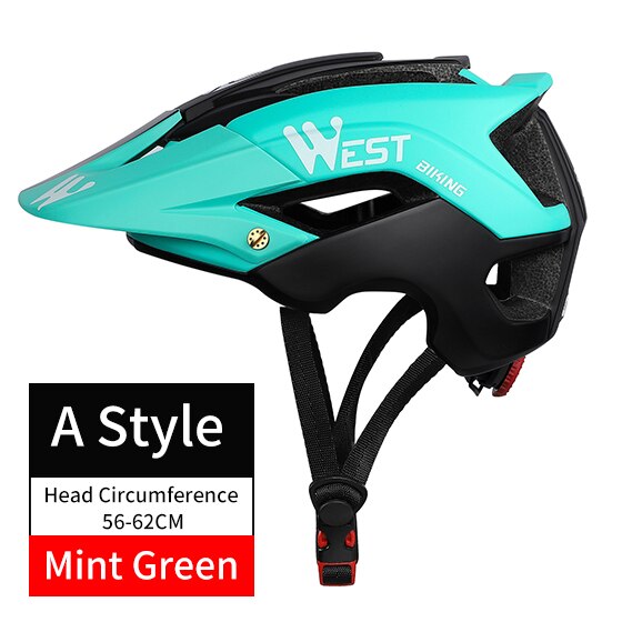 WEST BIKING Casco de bicicleta 56-62cm Transpirable Ultraligero MTB Casco de ciclismo de montaña moldeado integralmente Casco de seguridad para bicicleta