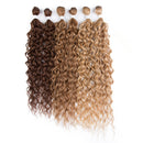 Magic Synthetic  6PCS 24 26 28inches Kinky Curly Hair Bundles Ombre Blonde Color Fake Hair Extensions Curly Hair Accessories
