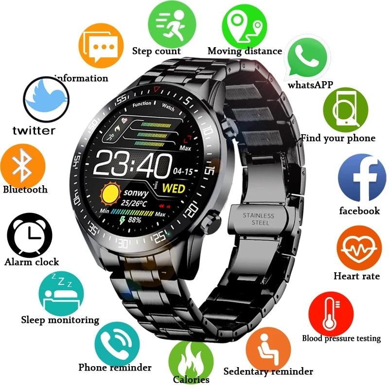 LIGE Smart Watch Men Touch Screen Watch Heart Rate Blood Pressure Monitoring Information Reminder Bluetooth Call Man Smartwatch