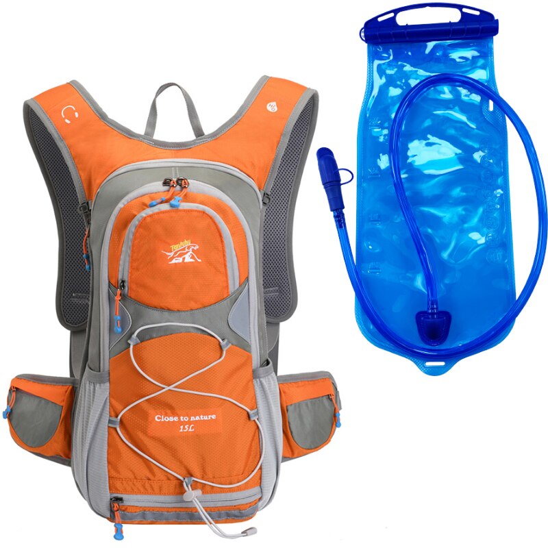 15L Deportes al aire libre Ciclismo Camping Mochila Senderismo Correr Bicicleta Equitación Hidratación Bolsa de agua Paquete Vejiga Mochila con casco Net