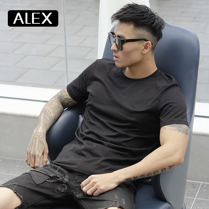 Alex Plein  t shirt men summer casual cotton embroidery black streetwear cotton tshirt men cotton funny men clothing 2020fashion