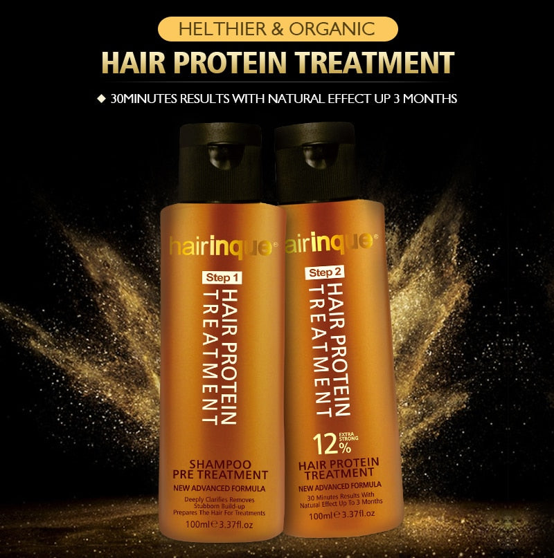 HAIRINQUE 12% Brazilian Keratin Shampoo Hair Care Set 2PCS Hair Straightening Treatment Repair Damaged Hair for Women Men 200ml