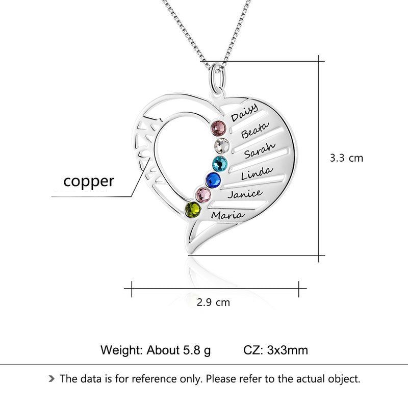 Collares personalizados, colgantes en forma de corazón de Color plateado, collares con nombre grabado, joyería de moda de piedra natal, regalo DIY para mujer