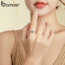 bamoer 925 Sterling Silber Mondschein-Liebhaber-Fingerringe für Damen Vintage Retro Synthetischer Mondstein Ringe Feiner Schmuck SCR698