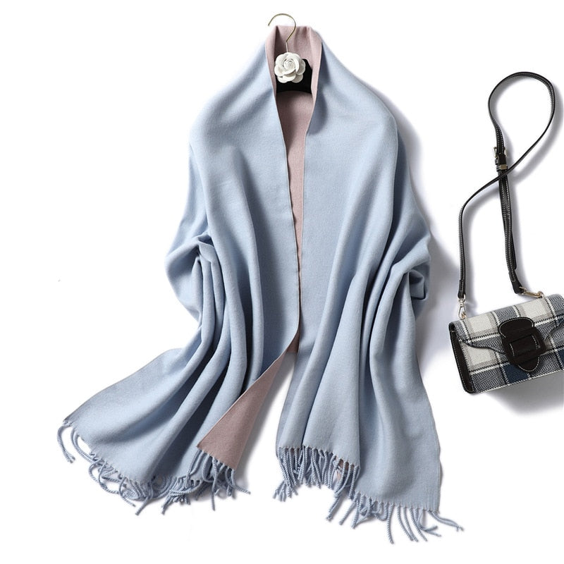 Winter Cashmere Scarf Women Thick Warm Shawls Wraps Lady Solid Scarves Fashion Tassels Pashmina Blanket Quality Foulard 2022 New