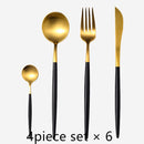 24Pcs/set Steak Knife Fork Coffee Spoon Teaspoon Gold Cutlery Kitchen Tableware Upscale Stainless Steel Western Tableware Set