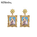 2020 Antique Dangle Earrings Mother of God Virgin Mary Retro Paintings Glass Cabochon Mandala Pendants Jewelry for Women