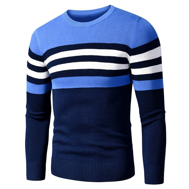 4XL hombres 2020 otoño nuevo Casual rayas grueso polar algodón suéter pulóveres hombres traje moda Vintage cuello redondo abrigo suéter hombres