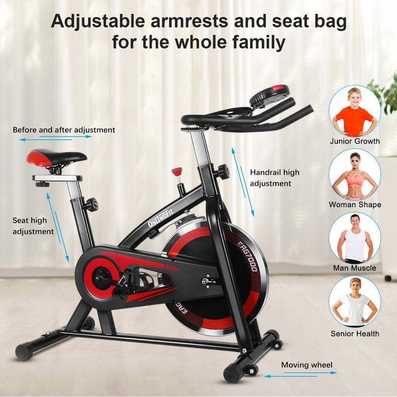 OneTwoFit Static Bike Exercise Bike Apartment Spinning Bicycle Cardio Static Pedals Home Trainer Bike Fitness Equipment 120KG