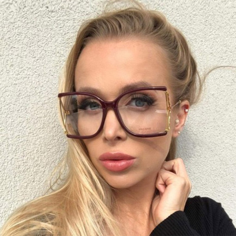 Red Square Clear Lens Glasses for Women Half Frame Fashion Glasses Frame Brand Design Decorative Eyewear oculos grau feminino