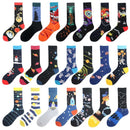 Feliz divertido Unisex pintura UFO astronauta espacio exterior cohete Star War hombres tripulación calcetines Streetwear algodón hombre monopatín vestido