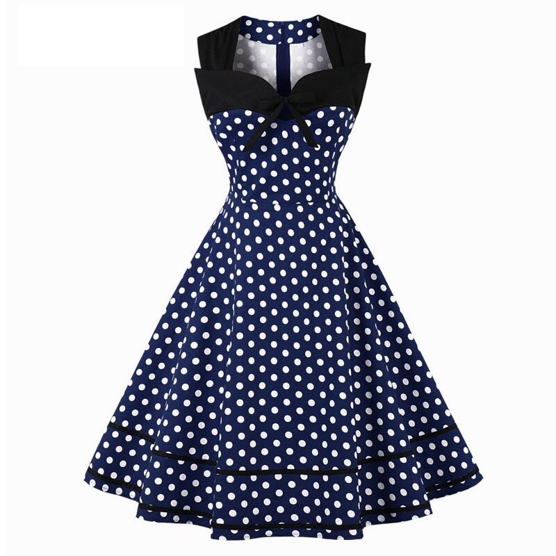 Polka Dot Women Retro Dress Female Sleeveless 1950s 60s Robe Vintage  pin up Rockabilly Party Dresses Plus size 4XL vestidos