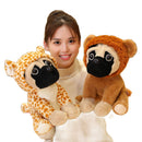 20/35cm PUG Dog Cute Animal Dogs Cos Cosplay Dinosaur Rabbit Elephant Lion Sheep Leopar Stuffed Dolls Kids Birthday X-mas Gifts