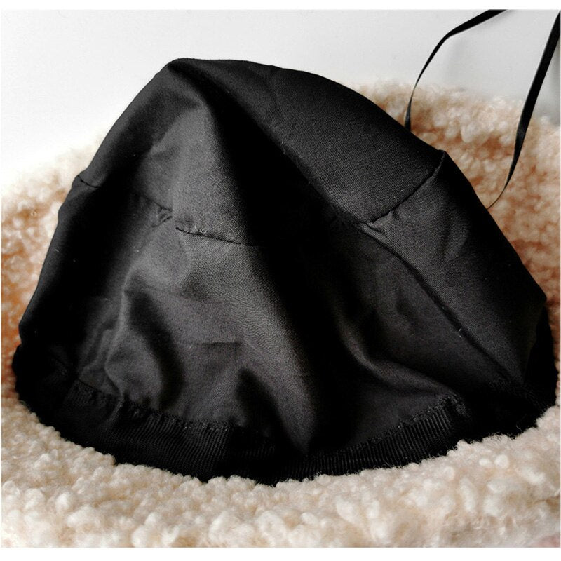 Winter Baby Girls Boys Bucket Hat Cute Children Outdoor Sun Cap Warm Beanies Kids Lamb Cotton Adjustable Hats Thick Warm Caps