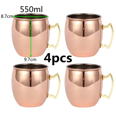 4 Pieces Moscow Mule Copper Mugs Metal Mug Cup Stainless Steel Beer Wine Coffee Cup Bar Tool