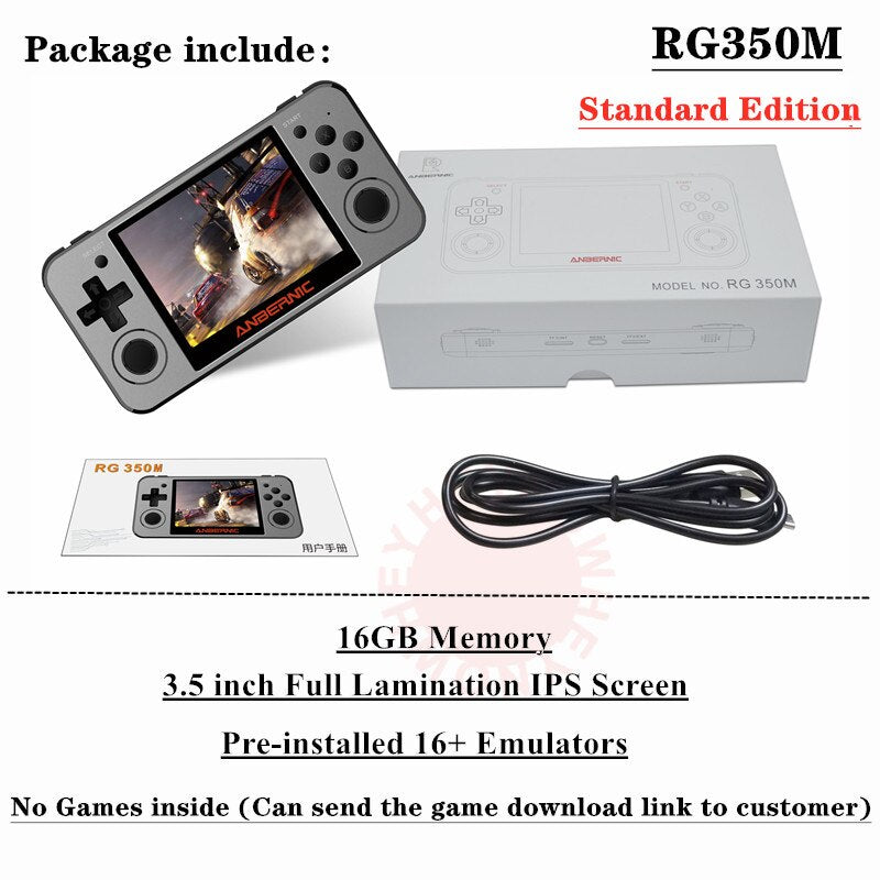 Full View 3.5" IPS Screen Linux OS RG350M Retro Game Console Metal Shell PS1 Arcade Emulator RG350 Gaming Player HDMI-Compatible