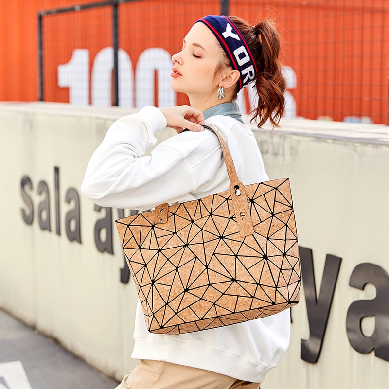 Bolso de mano para mujer, bolso de mano con diamantes de grano de madera, bandolera mensajero geométrico, bolsos plegables lisos, bolso de compras informal, bolsos de mujer