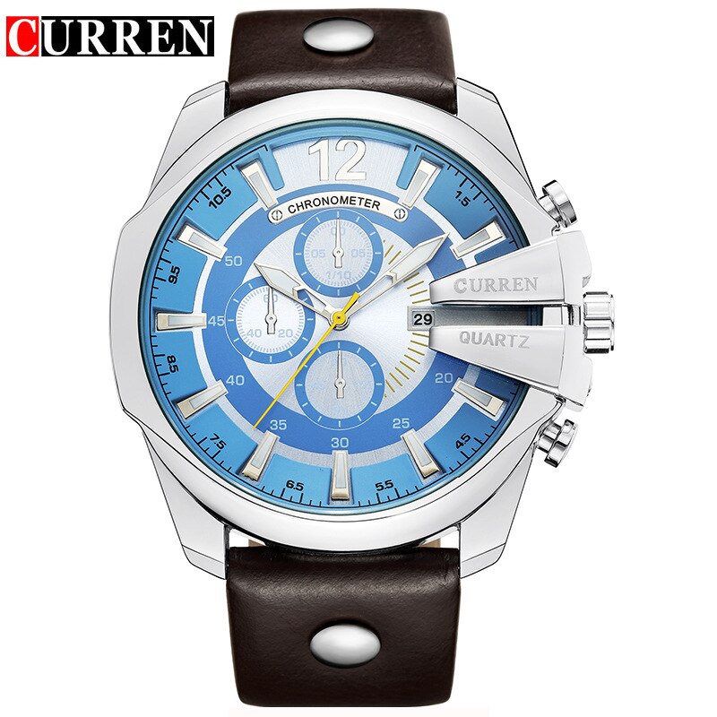 Men Luxury Brand CURREN New Fashion Casual Sports Watches Modern Design Quartz Wrist Watch Genuine Leather Strap Male Clock