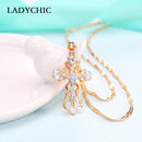 LADYCHIC Fashion Women AAA Zircon Cross Pendant Gold Color Copper Crystal Jesus Cross Pendants Necklace Hip Hop Jewelry LN1060