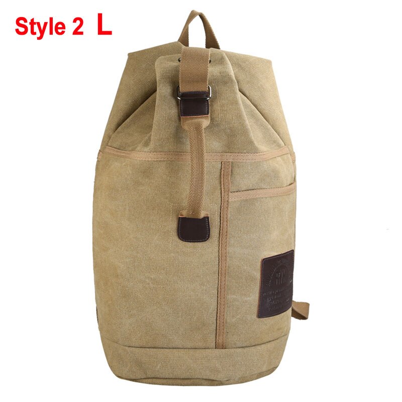 Male Tactical Bucket Canvas Backpack Letter Printing Large Capacity Military Army Bags Outdoor Travel Climbing Round Bag XA678WD