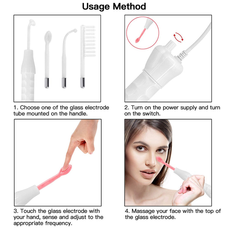 Portable High Frequency Device Electrode Wand Facial Machine Acne Remover Face Massager Beauty SPA Skin Tightening Face Lifting