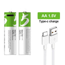 Neue Original AA 1,5 V 2600 mWh USB wiederaufladbare Li-Ion-Batterie für Fernbedienung Maus kleiner Lüfter Elektrische Spielzeugbatterie + Kabel