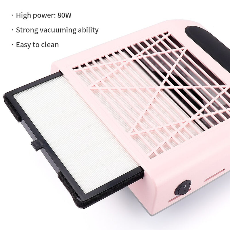 80W Nail Dust Collector Fan Vacuum Cleaner Manicure Machine Tools With Filters Strong Power Nail Art Tool Nail Vacuum Cleaner