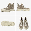 BeauToday Casual Sneakers Damen Wildleder Runde Zehe Lace-Free High Top Damen Retro Mode Flache Schuhe Handmade 29575