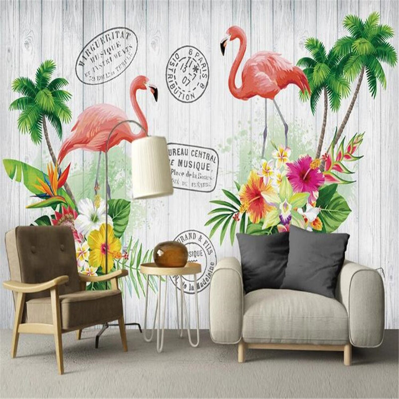 milofi factory custom wallpaper mural 3D Nordic couple flamingo children&