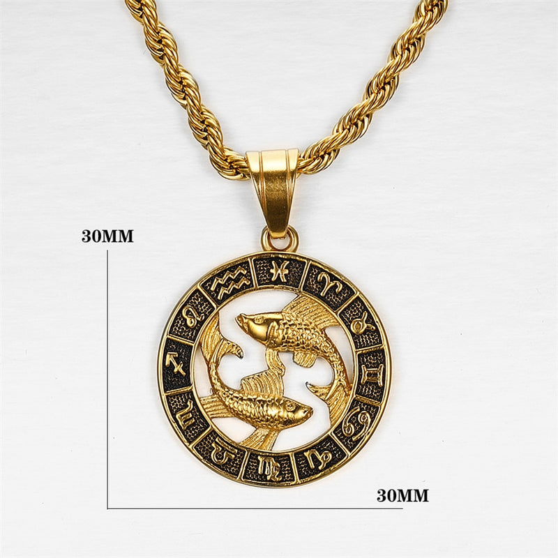 12 Zodiac Sign Horoscope Pendant Necklaces for Mens Womens Gold Aries Leo 12 Constellations Dropshipping Necklace Jewelry